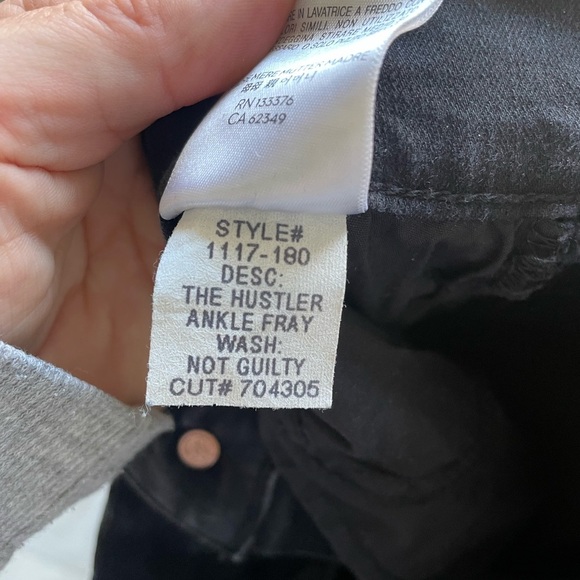 Mother, 24, The Hustler ankle fray women black denim designer raw hem flare jean - Picture 10 of 11